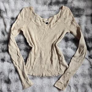 Universal Thread Ribbed Scoop Neck Long Sleeve Top Women’s Small